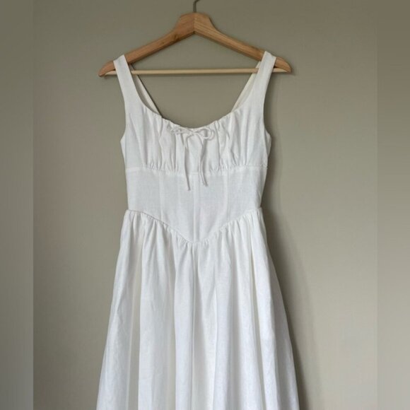 NEW Reformation Balia Linen Sleeveless Midi Dress in White | US 4 UK 8 - Picture 8 of 16